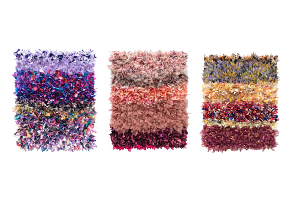 Joël Andrianomearisoa Vestiges de l'extase. Chapter I 2023 Textile 50 × 40 cm Triptych