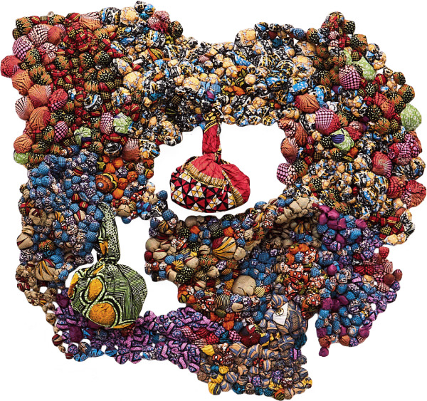 Samuel Nnorom Oil well 2023 African Print Wax Fabric 132 × 153 × 30 cm