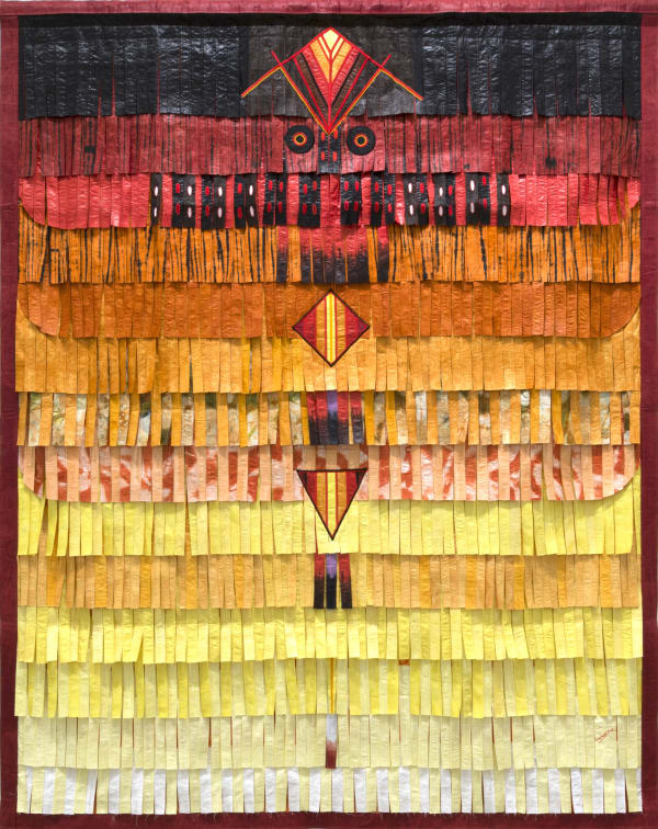 Abdoulaye Konaté Ocre au jaune-regard 2018 Textile 231 x 184,5 cm