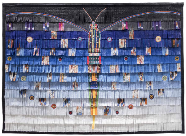 Abdoulaye Konaté Papillon bleu pour Oumar Diop (Hommage) 2021 Textile 233 x 325 cm