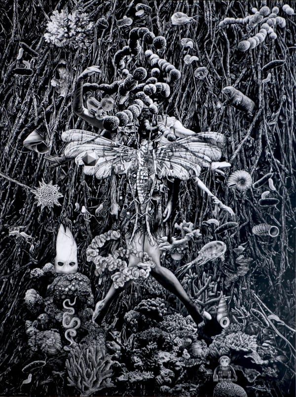Bestrizal Besta Move in silent 2019 Charcoal on canvas 200 × 150 cm