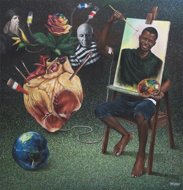 Amani Bodo Sous les empreintes du grand maître 2022 Acrylic on canvas 135 × 125 cm