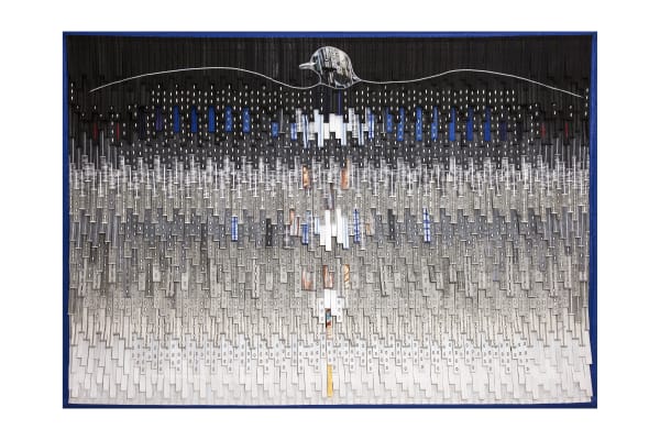 Abdoulaye Konaté Oiseau gris à queue jaune 2021 Textile 254 x 359 cm