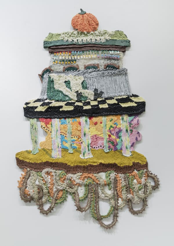 Troy Makaza Meaning responsibility and contentment part 3 2022 Silicone infused with paint 218 × 114 cm