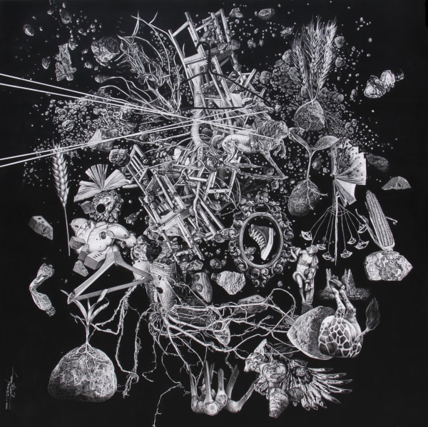 Bestrizal Besta Earth's Mirror 2021 Charcoal and acrylic on canvas 150 × 150 cm