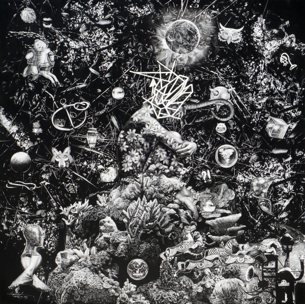 Besta Bestrizal MOONLIGHT JUNCTION 2019 Charcoal on canvas 200 x 200 cm