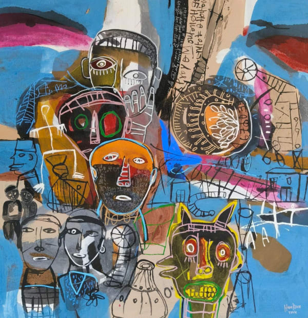 Hako Hankson We are sorry 2024 Acrylic and Indian ink on canvas 130 × 130 cm