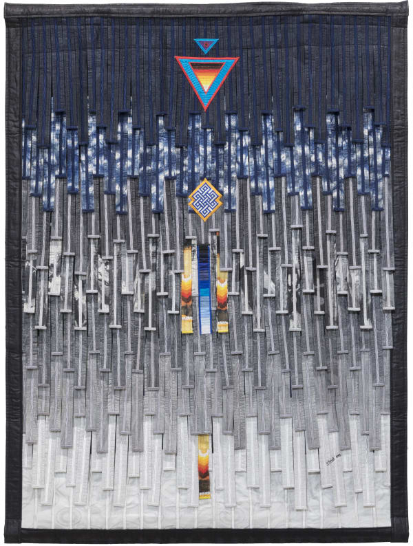 Abdoulaye Konaté Triangles et signe Tibet 2023 Textile 156 × 117 cm