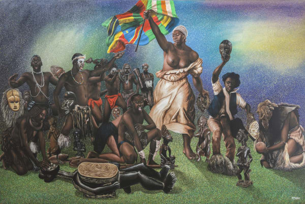 Amani Bodo La liberté guidant la culture 2023 Acrylic on canvas 200 × 300 cm