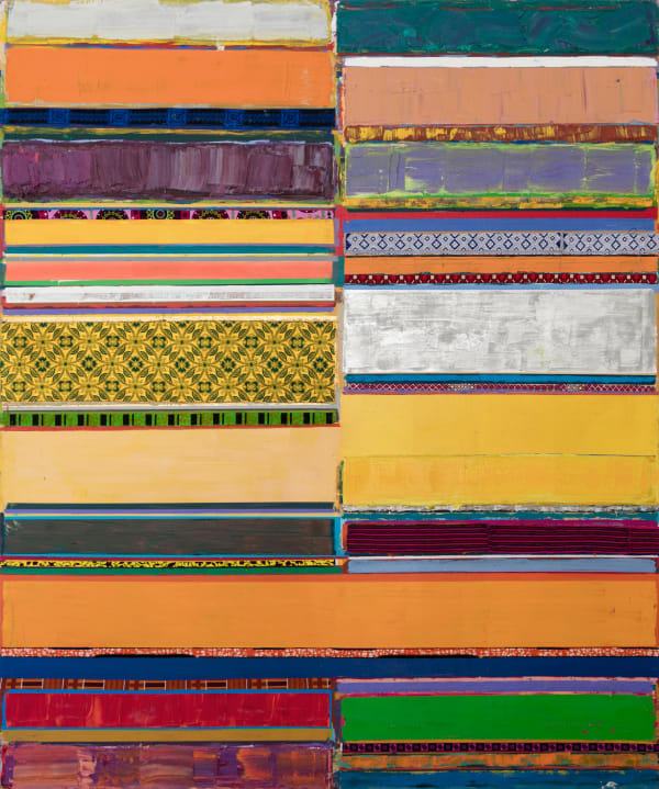 Tegene Kunbi Kuri 2022 Oil on canvas with textile 220 × 200 cm