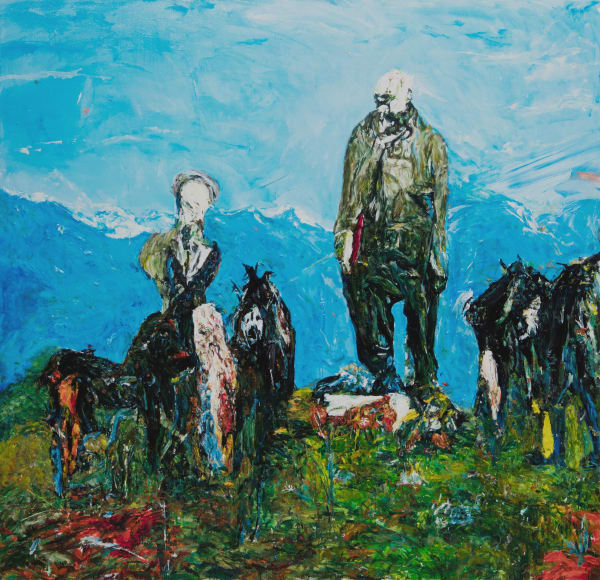 Artwork presented in the booth: Arvin Golrokh Shameful Prophets 2022-2023 Oil on canvas 165 × 170 cm