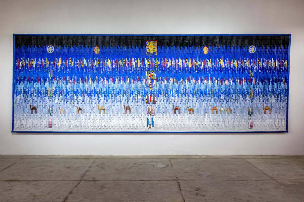 TUNISIA - 2023 Textile composition. Bazin, foutas and embroidery. The work was produced in the artist's studio in Bamako.