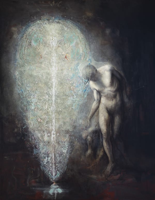 Agostino Arrivabene La linea verticale II 2024 Oil on linen 230 × 180 cm