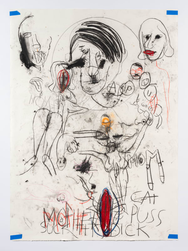 Paul McCarthy A&E, CAT PUSS, Santa Anita session, 2020 Pencil, charcoal and pastel on paper 259.1 x 182.9 cm