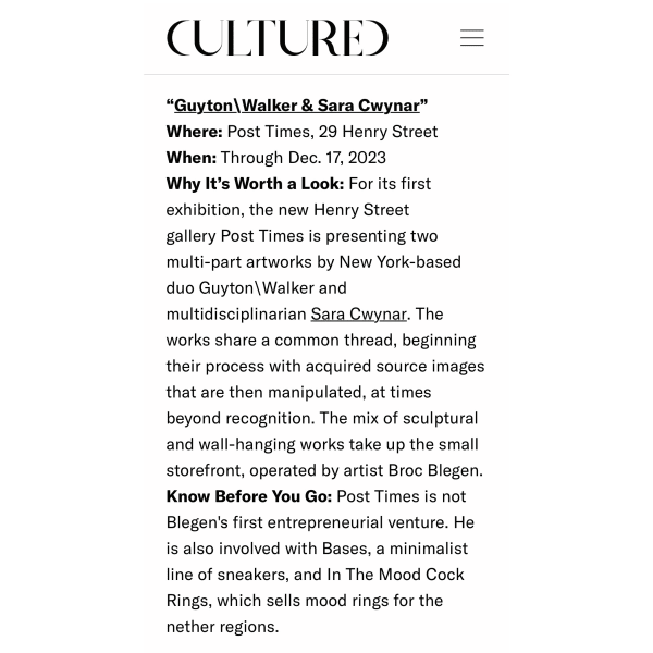 Cultured: This Week in Culture: November 20 - 26