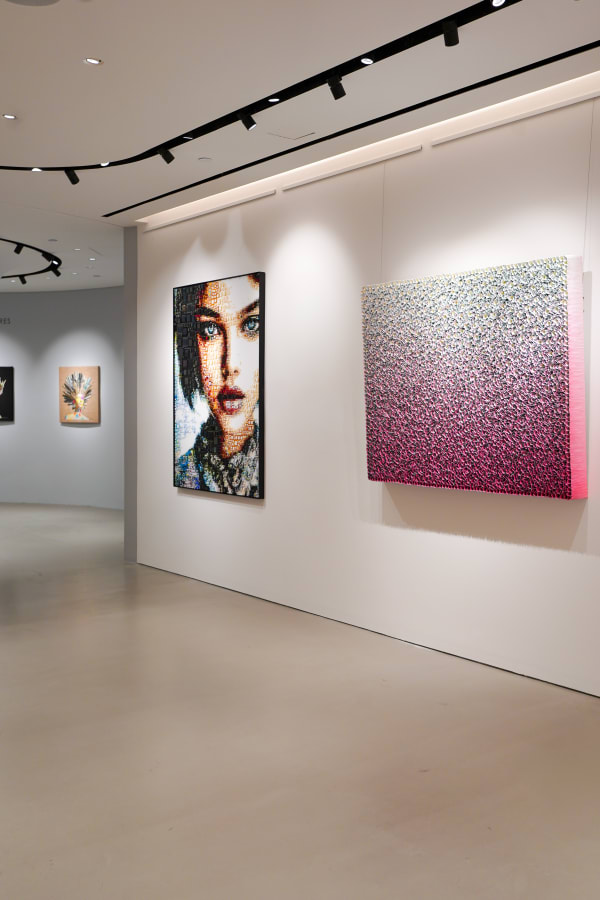 New fine art gallery next to Gucci and Ferragamo, Lenox Square Buckhead, Zhuang Hong Yi florals, Isabelle Scheltjens glass mosaics.