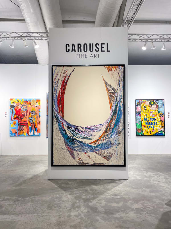Paintings displayed at Carousel Fine Art's booth at the art fair, Context Art Miami 2021.