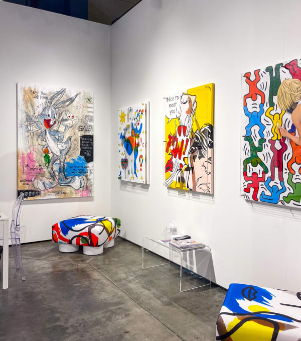 Paintings displayed at Carousel Fine Art's gallery both at the Palm Beach Modern and Contemporary art fair, 2022.