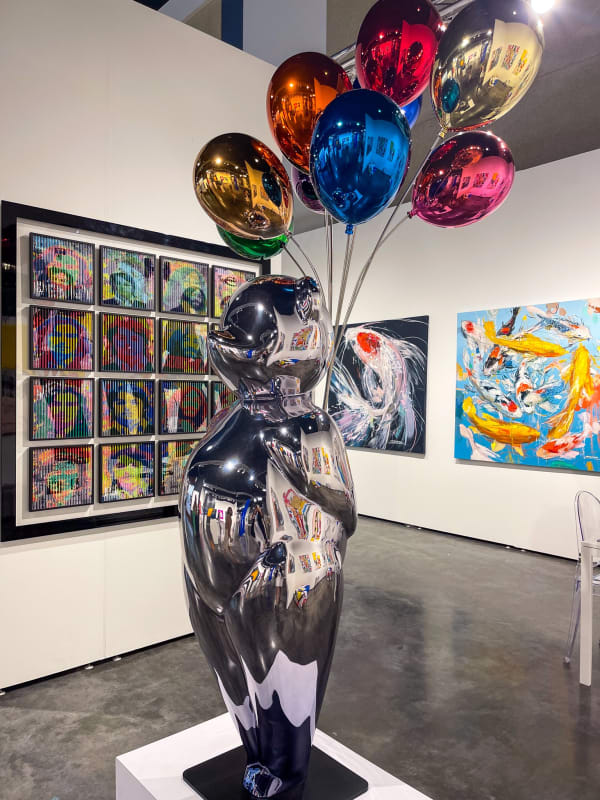 Paintings and sculptures displayed at Carousel Fine Art's gallery both at the Palm Beach Modern and Contemporary art fair, 2022.