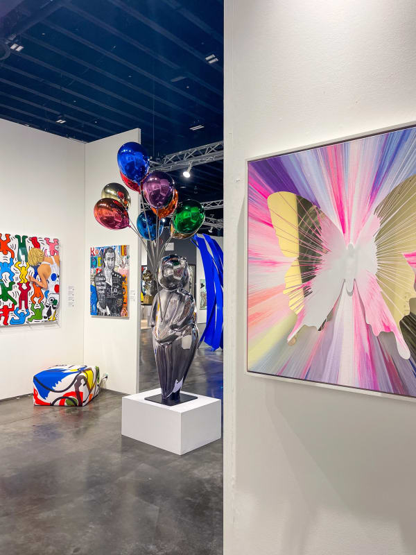Paintings and sculpture displayed at Carousel Fine Art's gallery both at the Palm Beach Modern and Contemporary art fair, 2022.