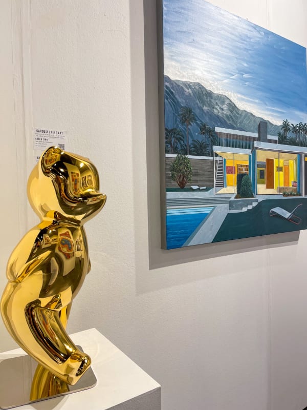 Paintings and sculptures displayed at Carousel Fine Art's gallery both at the Palm Beach Modern and Contemporary art fair, 2022.
