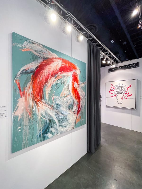 Paintings displayed at Carousel Fine Art's booth at the Palm Beach Show art fair, 2022.