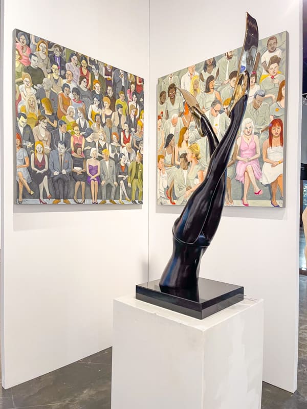 Paintings and sculptures displayed at Carousel Fine Art's booth at the Palm Beach Show art fair, 2022.
