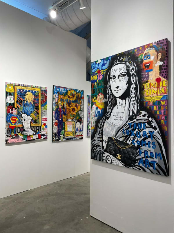 Paintings displayed at Carousel Fine Art's booth at the art fair, Context Art Miami 2022