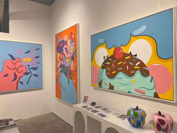Paintings displayed at Carousel Fine Art's booth at the art fair, Context Art Miami 2022