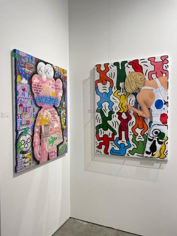 Paintings displayed at Carousel Fine Art's booth at the art fair, Context Art Miami 2022