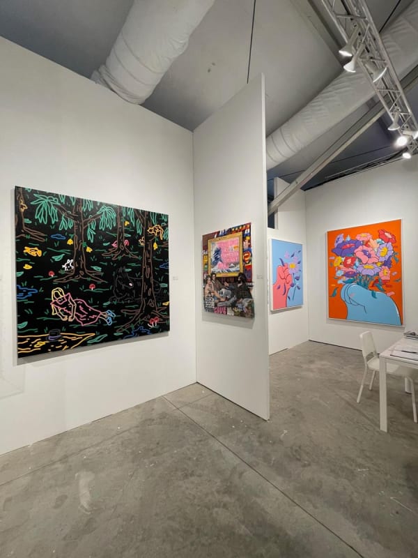 Paintings displayed at Carousel Fine Art's booth at the art fair, Context Art Miami 2022