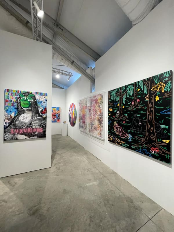 Paintings displayed at Carousel Fine Art's booth at the art fair, Context Art Miami 2022.