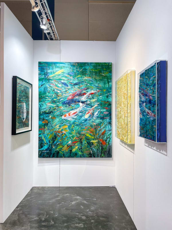 Paintings displayed at Carousel Fine Art's booth at the Palm Beach Show art fair, 2023.