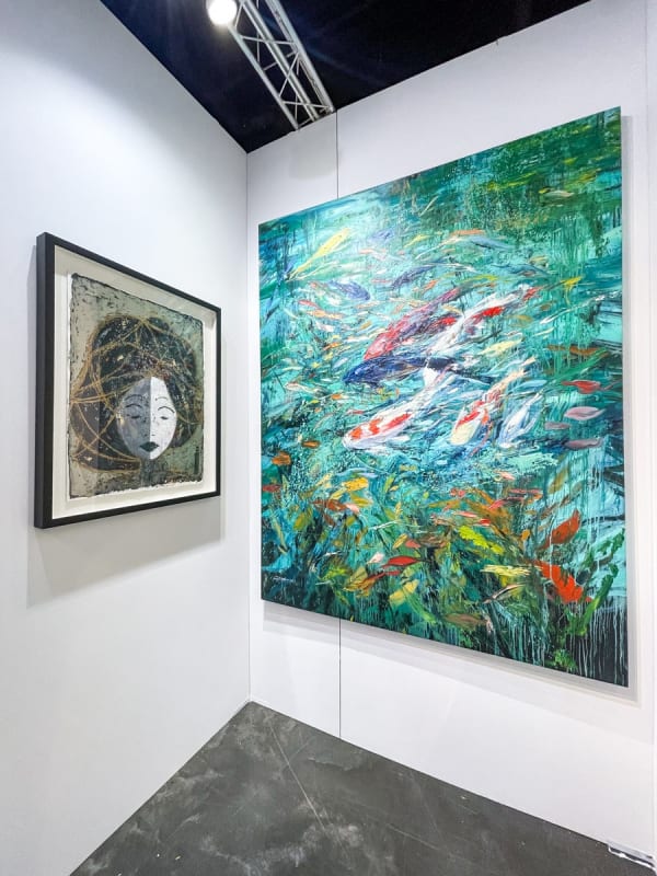 Paintings displayed at Carousel Fine Art's booth at the Palm Beach Show art fair, 2023.