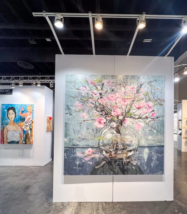 Paintings displayed at Carousel Fine Art's booth at the Palm Beach Show art fair, 2023.
