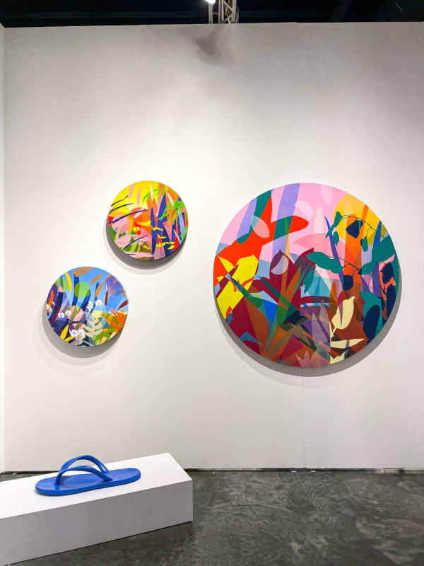 Paintings and sculpture displayed at Carousel Fine Art's gallery both at the Palm Beach Modern and Contemporary art fair, 2023.