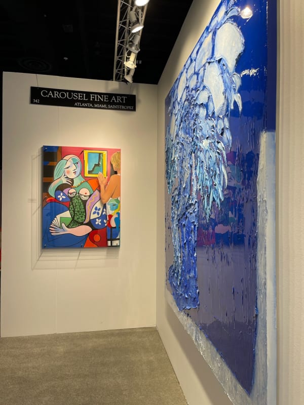 Two paintings displayed at Carousel Fine Art's gallery both at the Palm Beach Show 2024.
