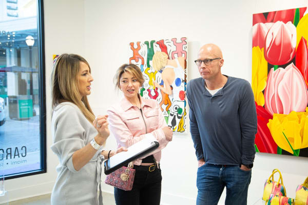 People at Carousel FIne Art's gallery space in Buckhead Village, Atlanta during the Caroline Dechamby Retrospective.