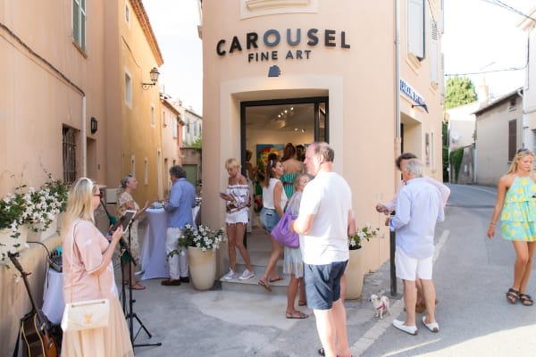 People outside of Carousel Fine Art's gallery space in Saint Tropez.