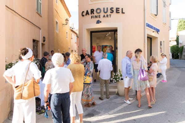 People outside of Carousel Fine Art's gallery space in Saint Tropez.