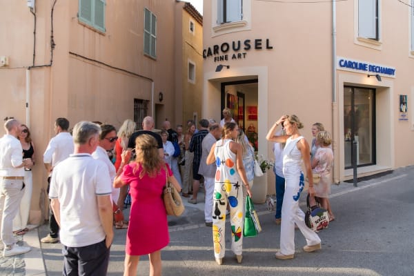 People outside of Carousel Fine Art's gallery space in Saint Tropez.