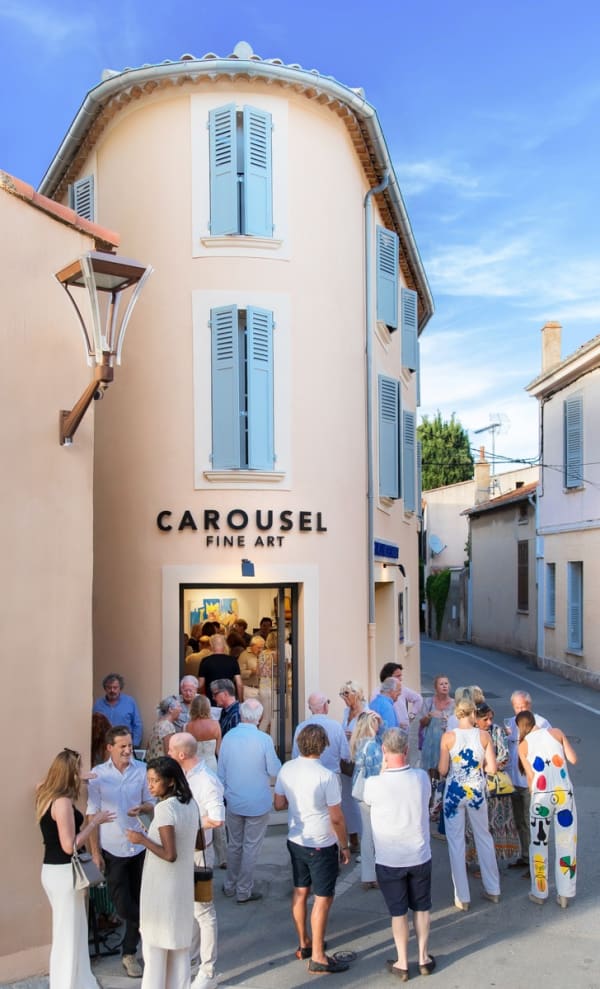 People outside of Carousel Fine Art's gallery space in Saint Tropez.