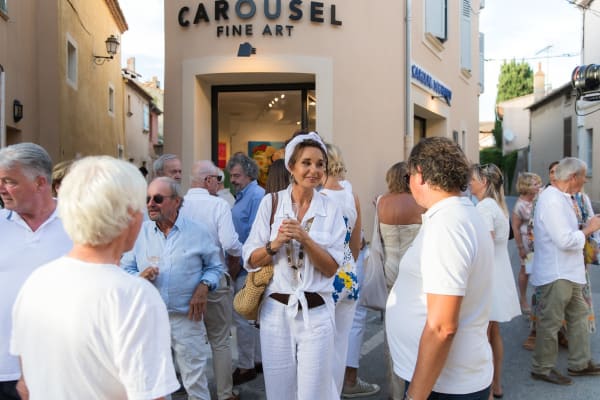 People outside of Carousel Fine Art's gallery space in Saint Tropez.