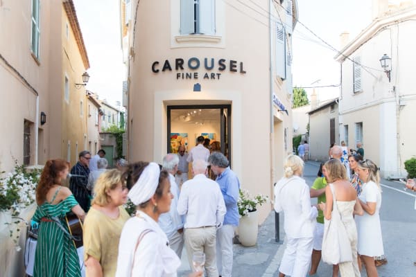 People outside of Carousel Fine Art's gallery space in Saint Tropez.