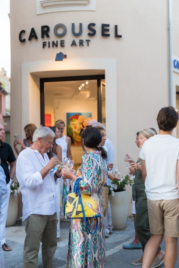 People outside of Carousel Fine Art's gallery space in Saint Tropez.