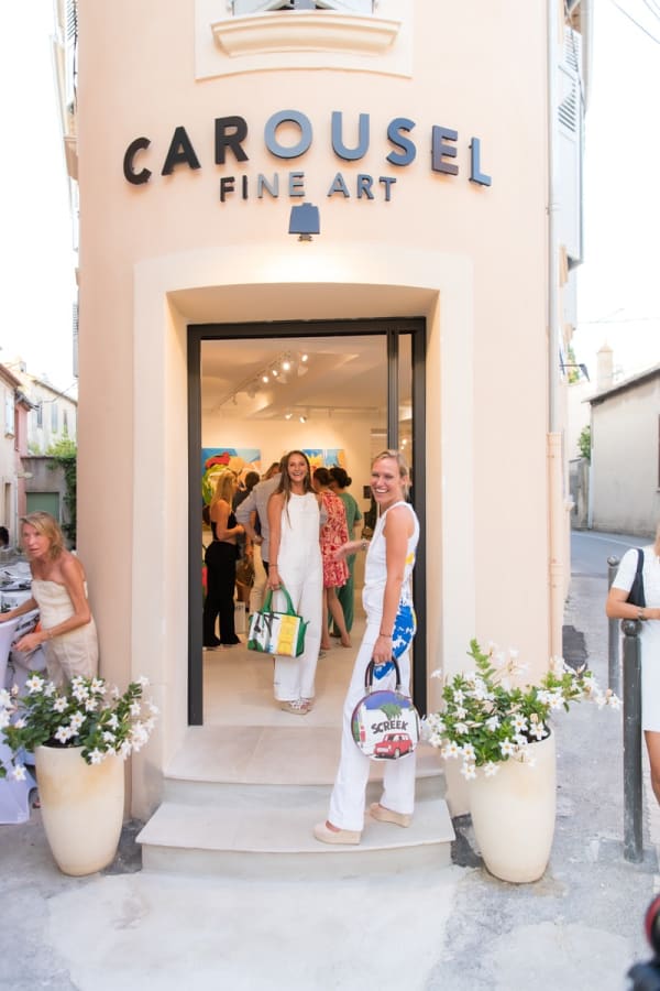 People outside of Carousel Fine Art's gallery space in Saint Tropez.