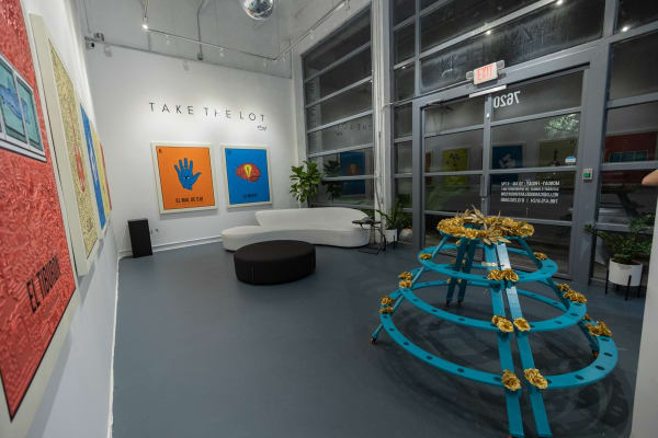 Cayla Birk's artworks displayed in Carousel Fine Art's Miami location for the Cayla Birk exhibition, "It's in the Cards."