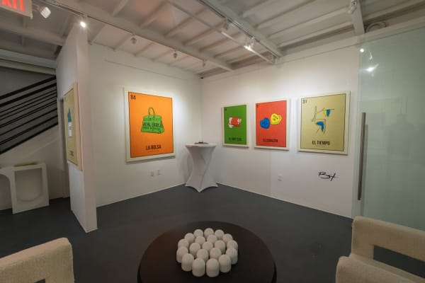 Cayla Birk's artworks displayed in Carousel Fine Art's Miami location for the Cayla Birk exhibition, "It's in the Cards."