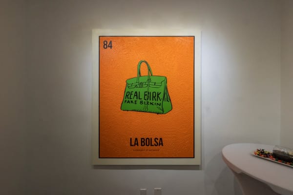 Cayla Birk's artwork displayed in Carousel Fine Art's Miami location for the Cayla Birk exhibition, "It's in the Cards."