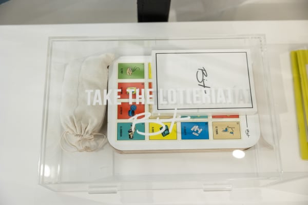 Cayla Birk merchandise displayed in Carousel Fine Art's Miami location for the Cayla Birk exhibition, "It's in the Cards."